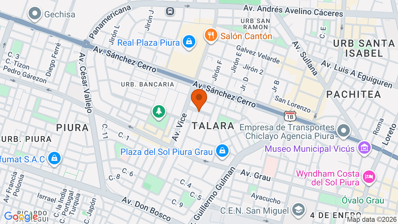 Ubicación aproximada en Catacaos