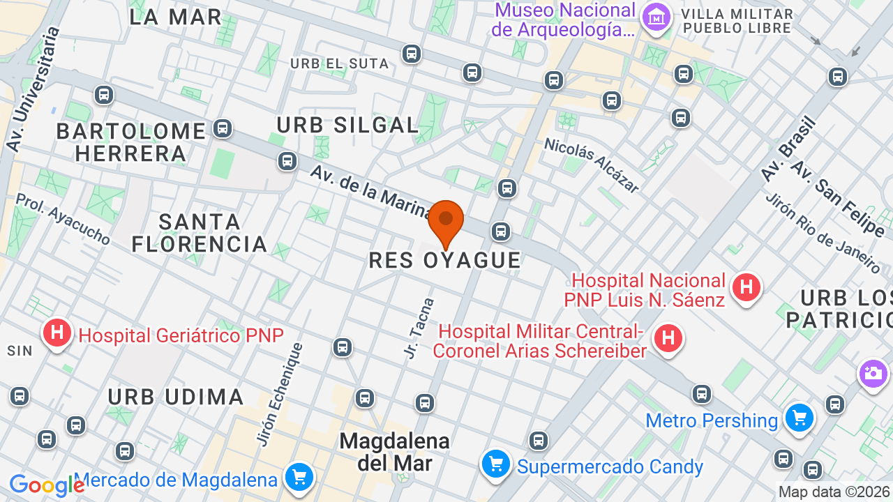 Ubicación aproximada en Pueblo Libre