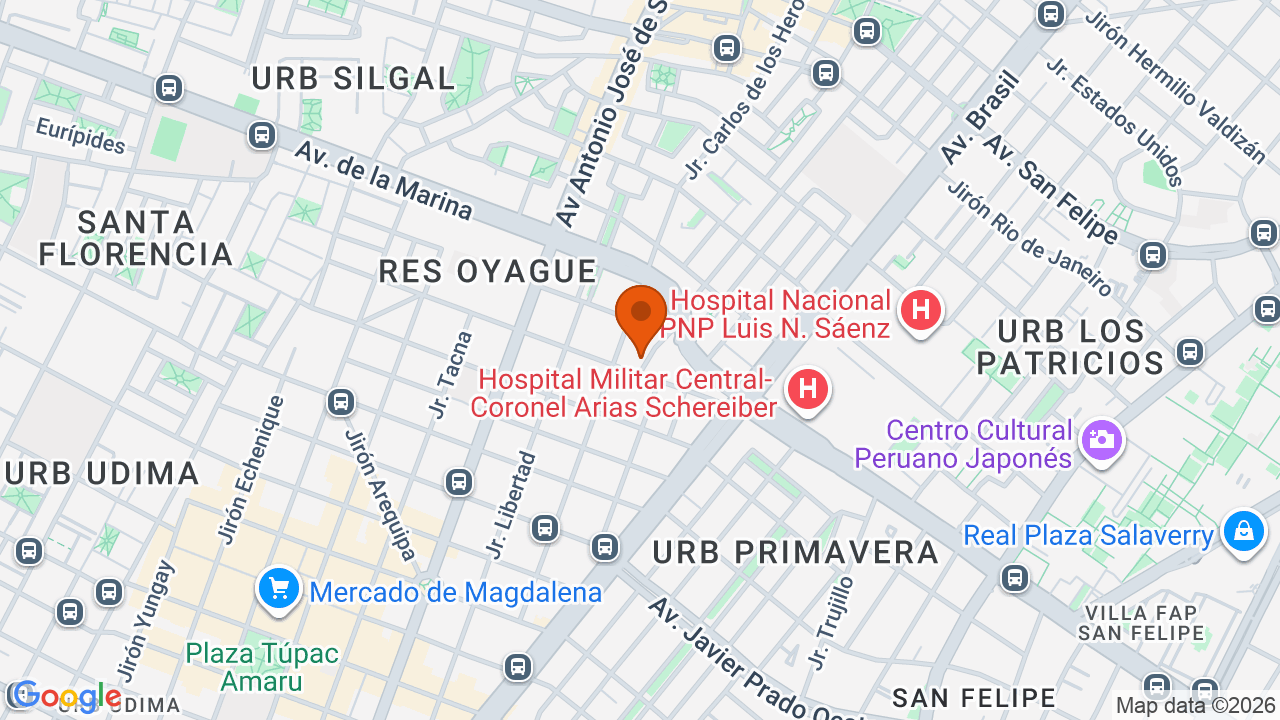 Ubicación aproximada en Pueblo Libre
