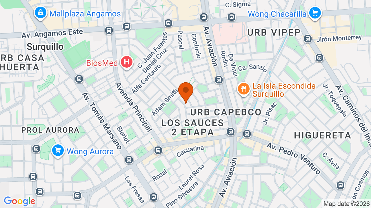 Ubicación aproximada en Surquillo