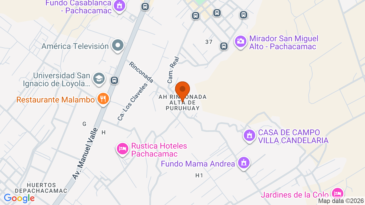 Ubicación aproximada en Pachacámac