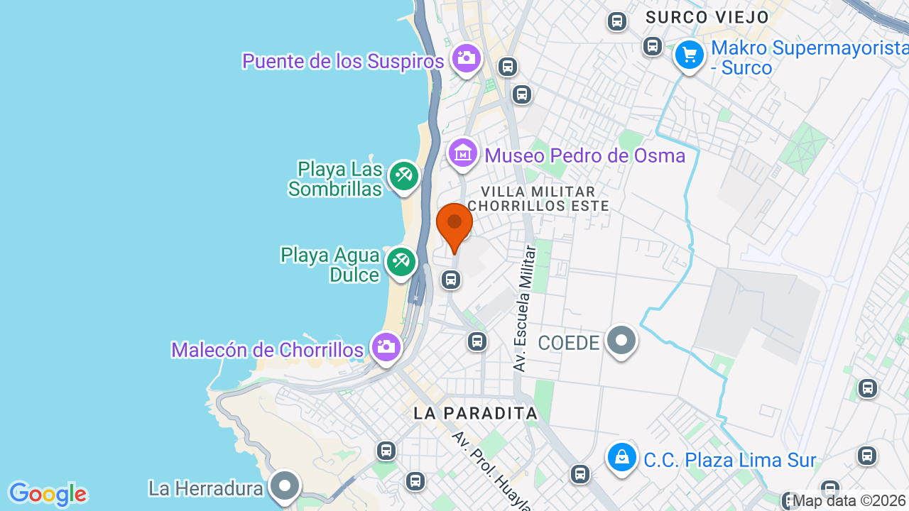 Ubicación aproximada en Chorrillos