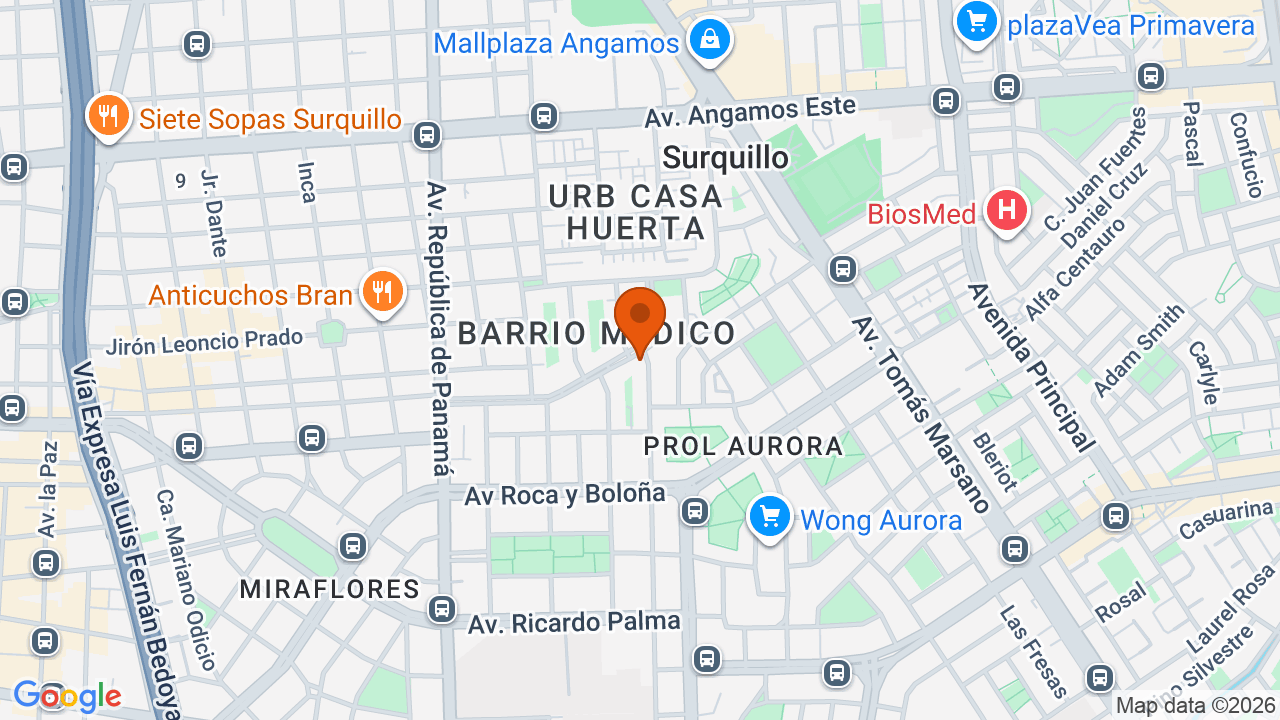Ubicación aproximada en Surquillo