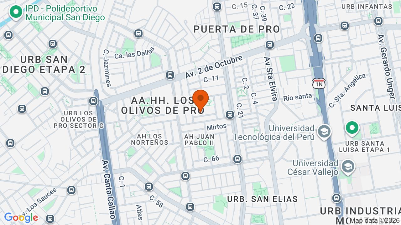 Ubicación aproximada en Los Olivos