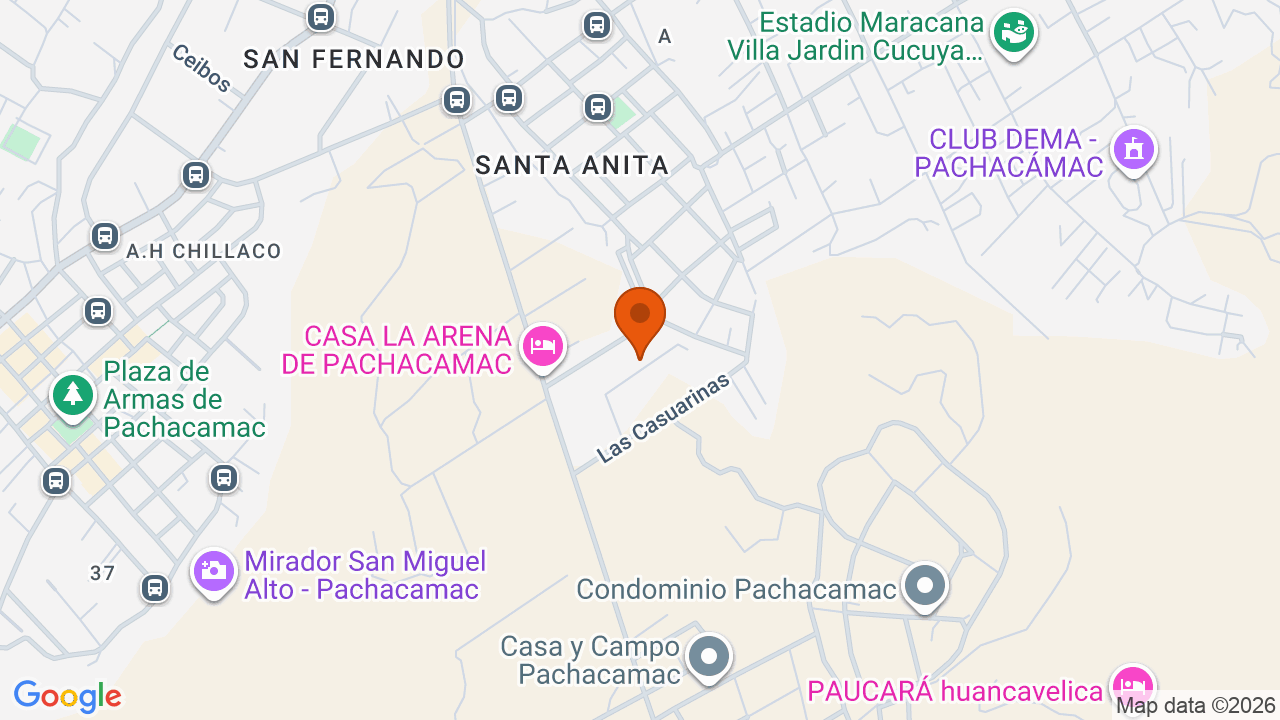 Ubicación aproximada en Pachacámac