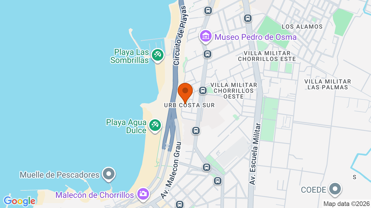 Ubicación aproximada en Chorrillos