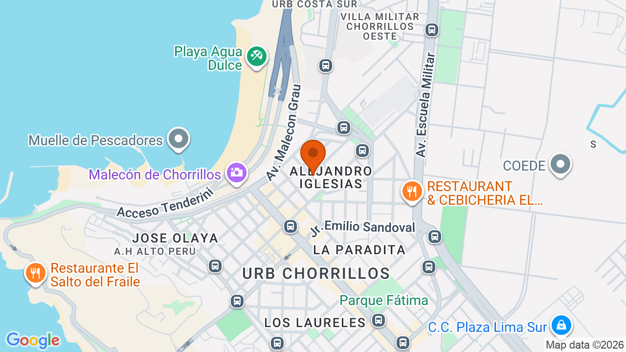 Ubicación aproximada en Chorrillos