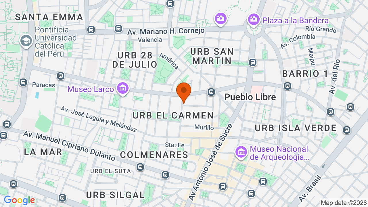 Ubicación aproximada en Pueblo Libre
