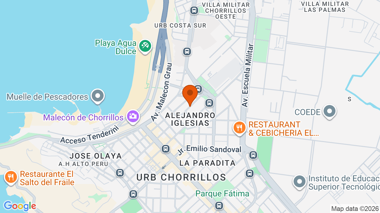 Ubicación aproximada en Chorrillos