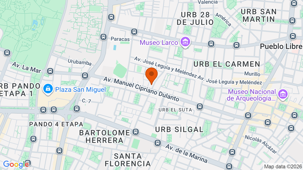 Ubicación aproximada en Pueblo Libre