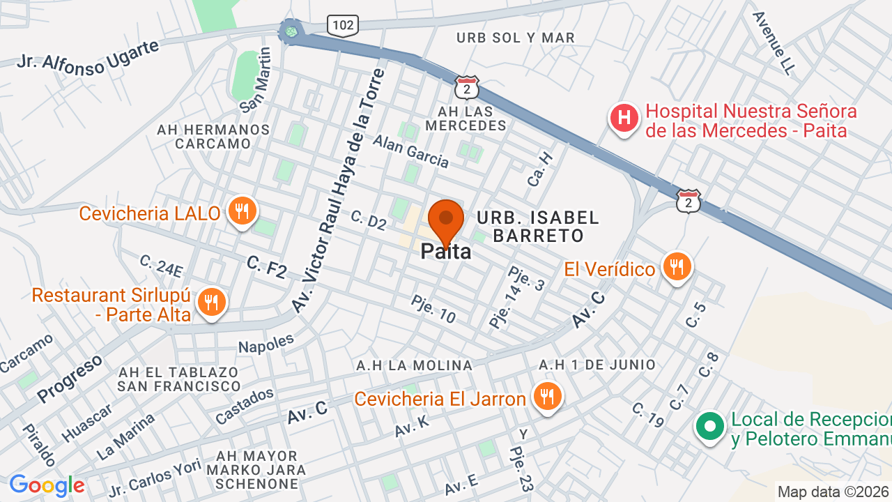 Ubicación aproximada en Paita