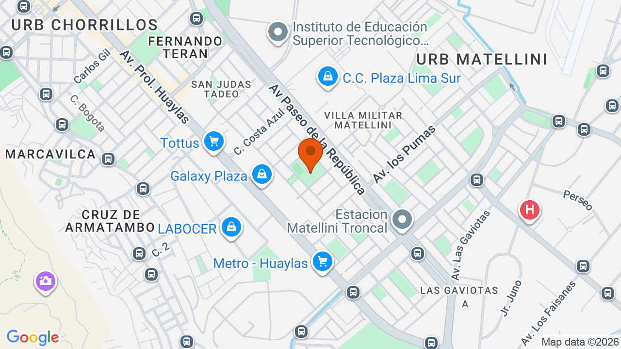Ubicación aproximada en Chorrillos