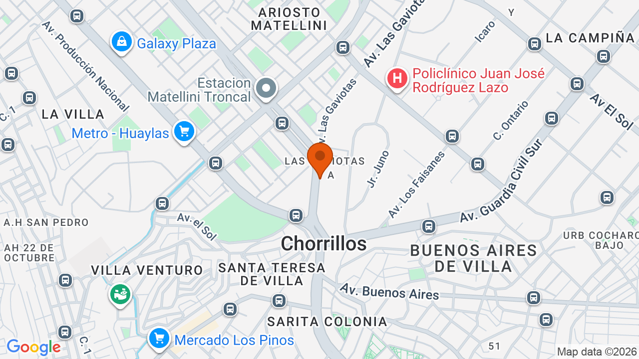 Ubicación aproximada en Chorrillos