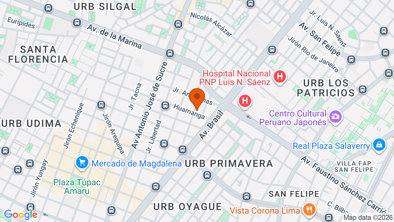 Ubicación aproximada en Pueblo Libre
