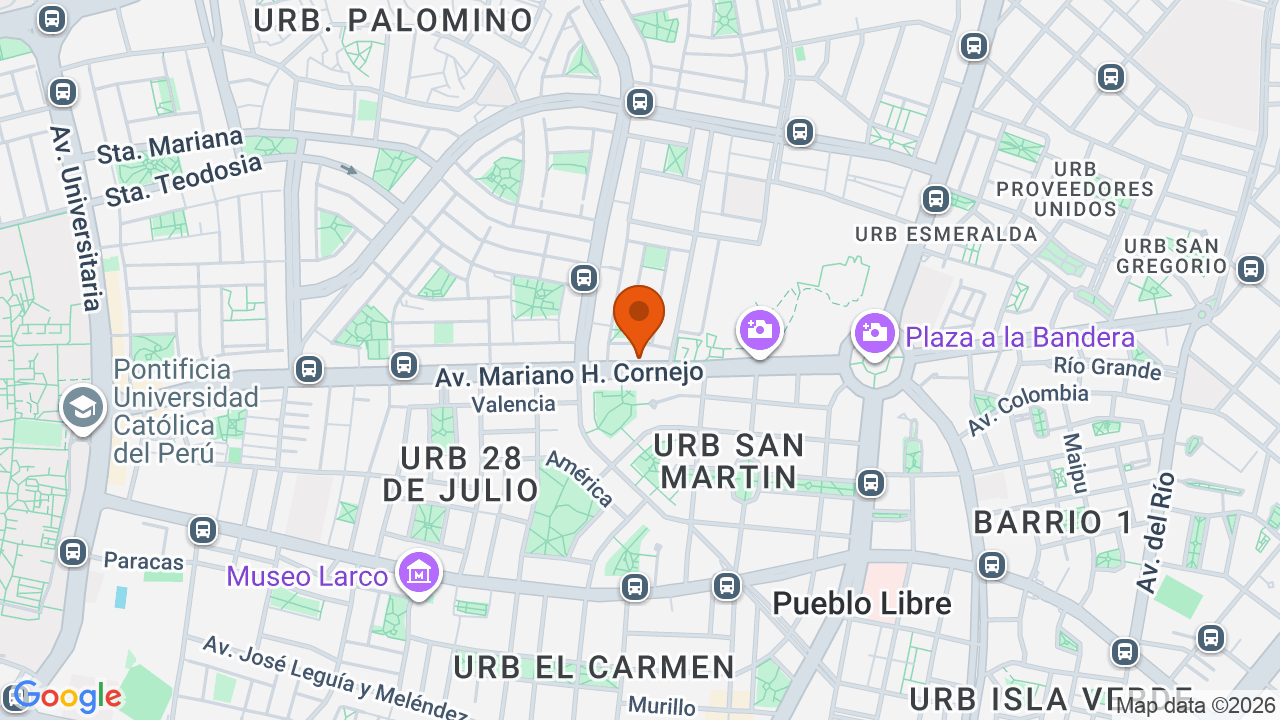 Ubicación aproximada en Pueblo Libre