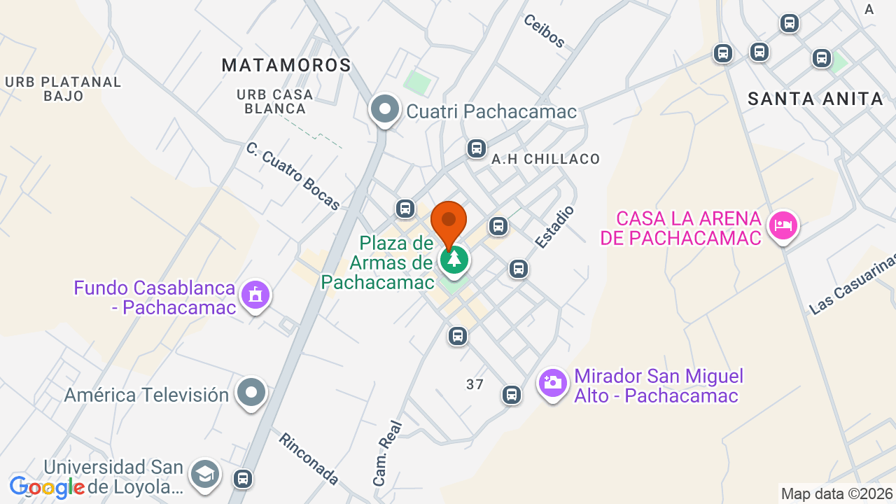 Ubicación aproximada en Pachacámac