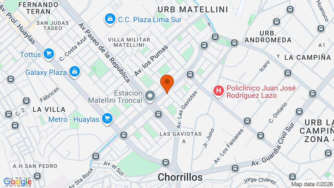 Ubicación aproximada en Chorrillos