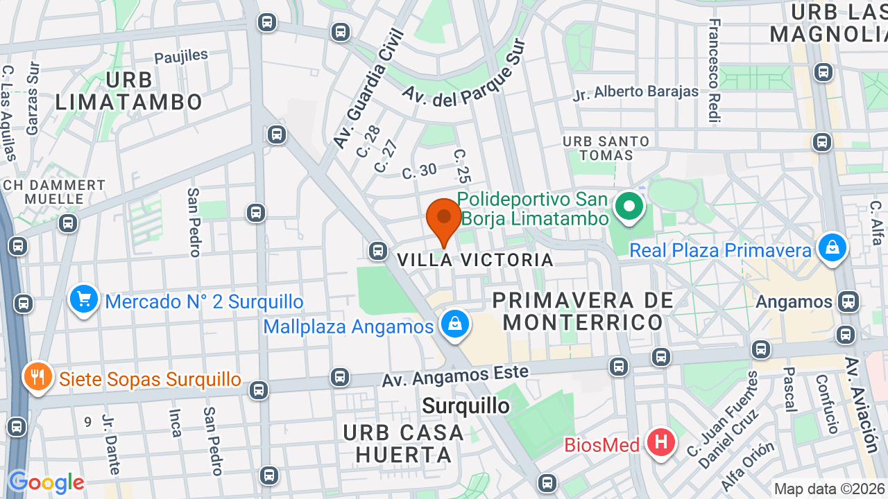 Ubicación aproximada en Surquillo