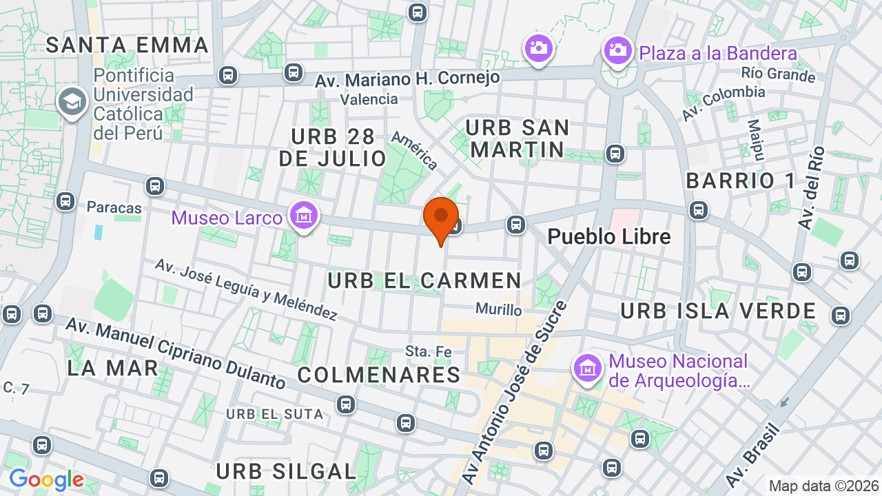 Ubicación aproximada en Pueblo Libre
