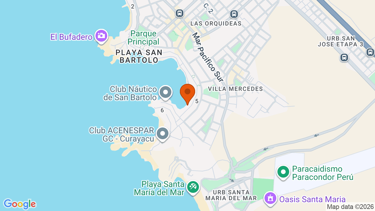 Ubicación aproximada en San Bartolo