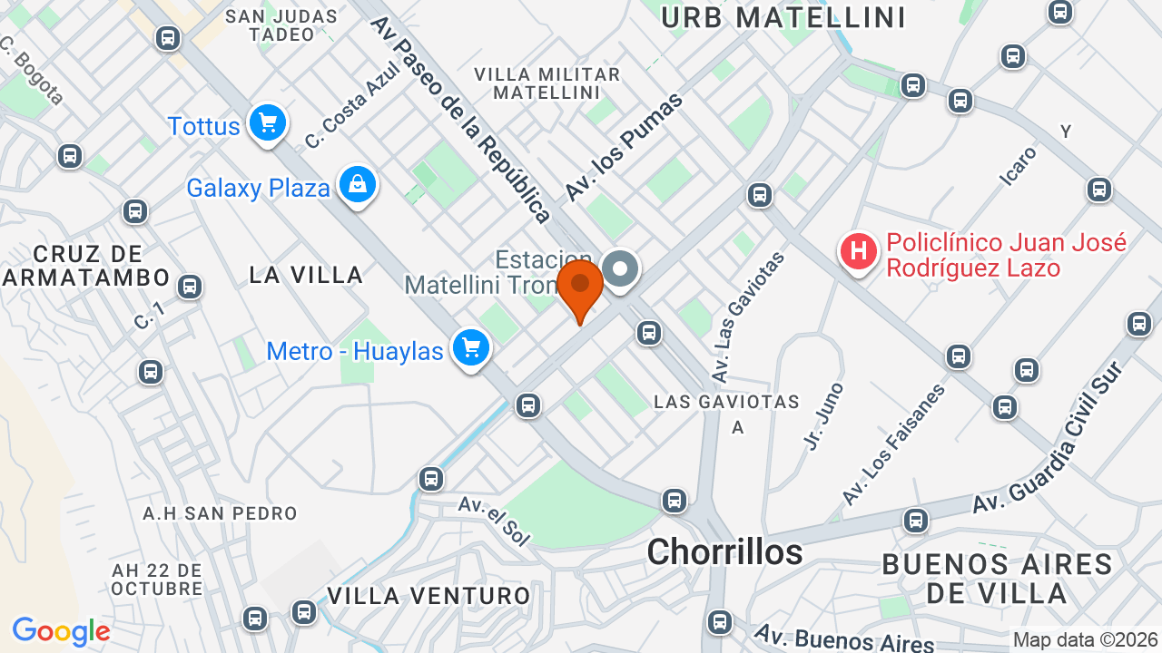 Ubicación aproximada en Chorrillos