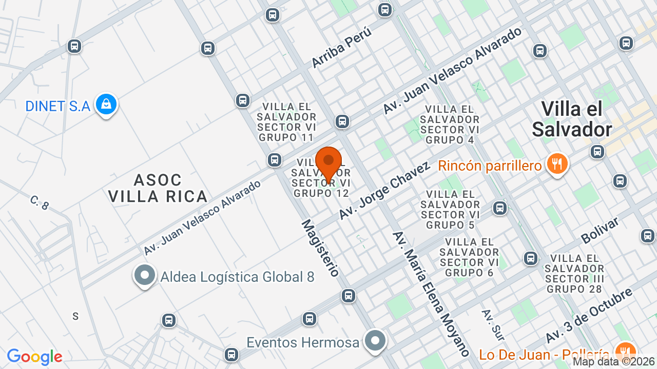 Ubicación aproximada en Villa El Salvador