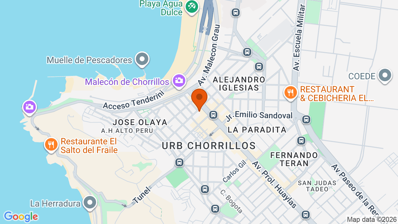 Ubicación aproximada en Chorrillos