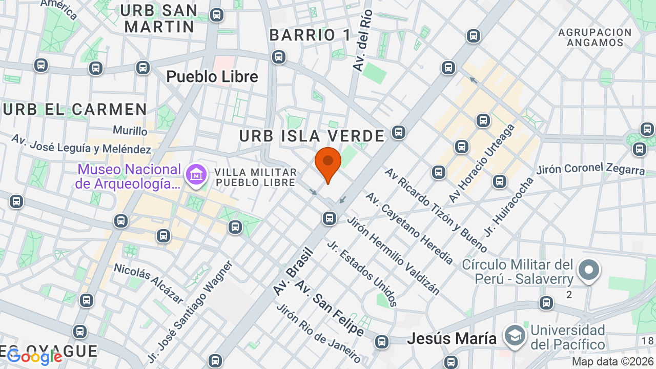 Ubicación aproximada en Pueblo Libre