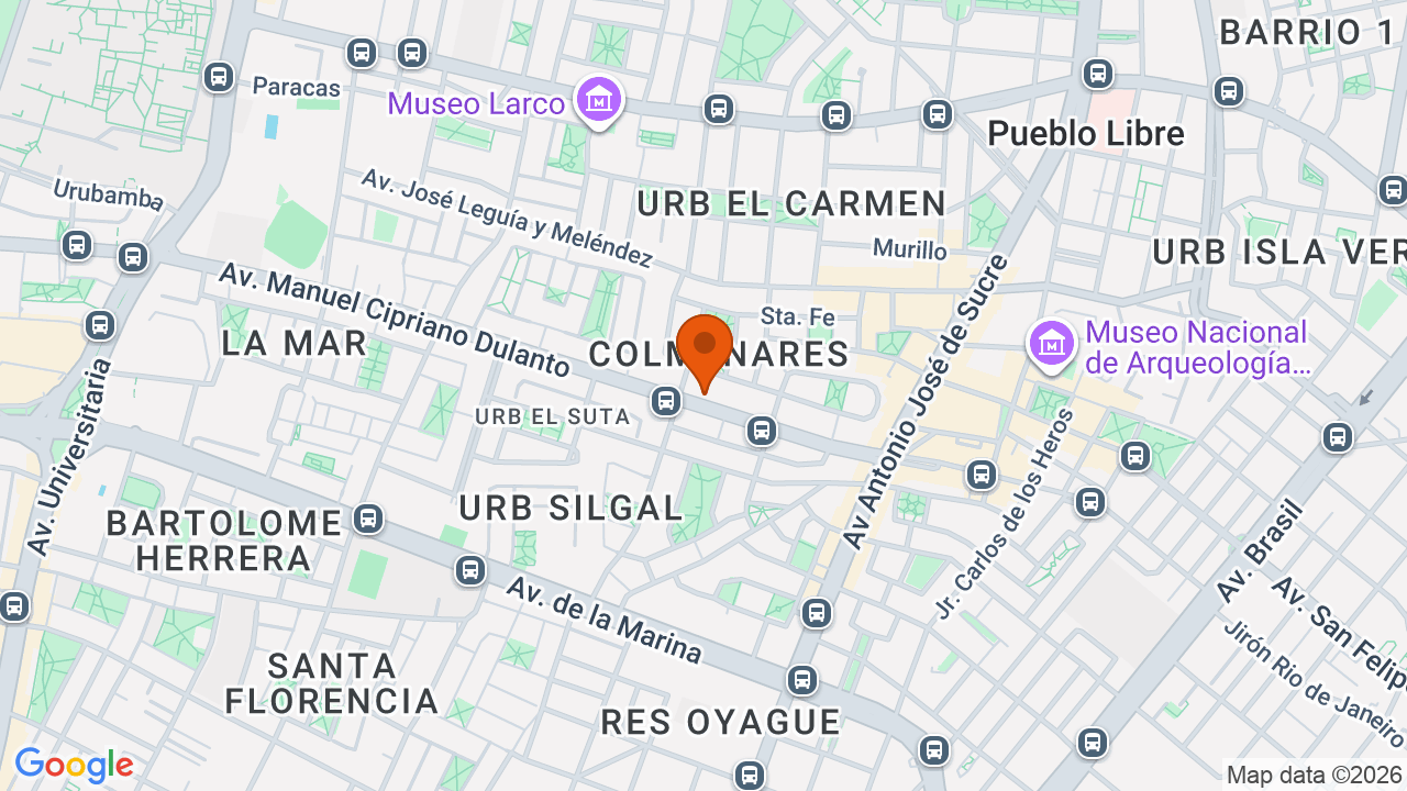Ubicación aproximada en Pueblo Libre