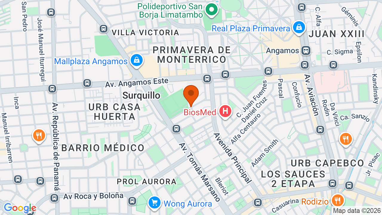 Ubicación aproximada en Surquillo